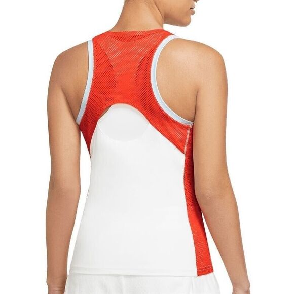 NIKE women's Large TENNIS COURT COURT SLAM TANK DR6795-100 white red - Picture 10 of 12